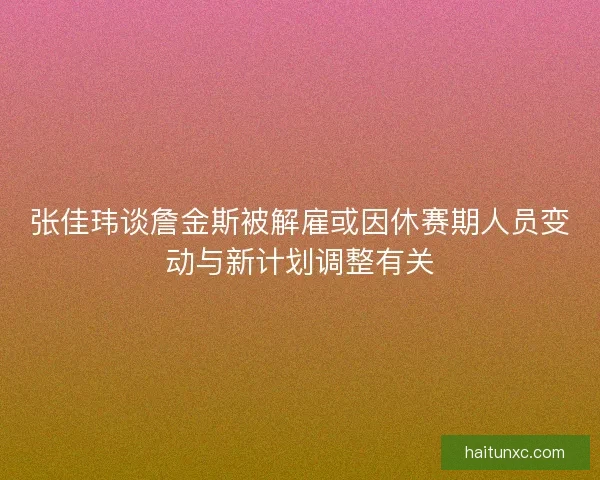 张佳玮谈詹金斯被解雇或因休赛期人员变动与新计划调整有关