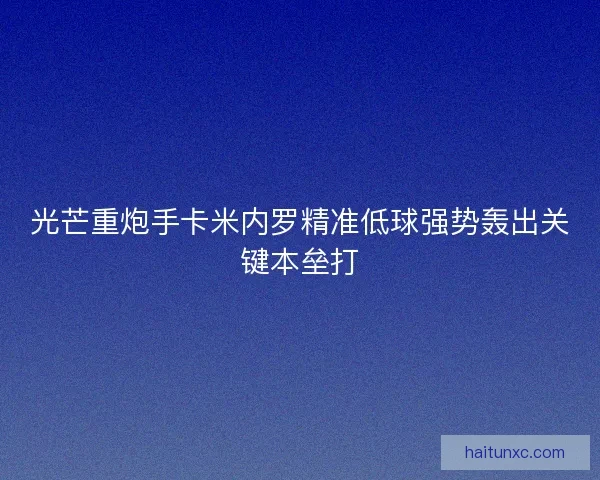 光芒重炮手卡米内罗精准低球强势轰出关键本垒打