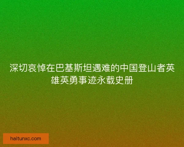深切哀悼在巴基斯坦遇难的中国登山者英雄英勇事迹永载史册 深切哀悼在巴基斯坦遇难的中国登山者英雄英勇事迹永载史册